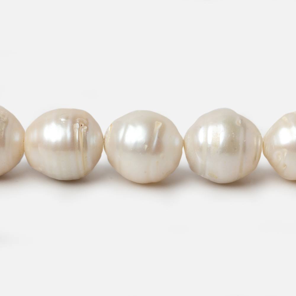 13-14mm Cream White Baroque Large Hole pearls 8 inch 14 pieces