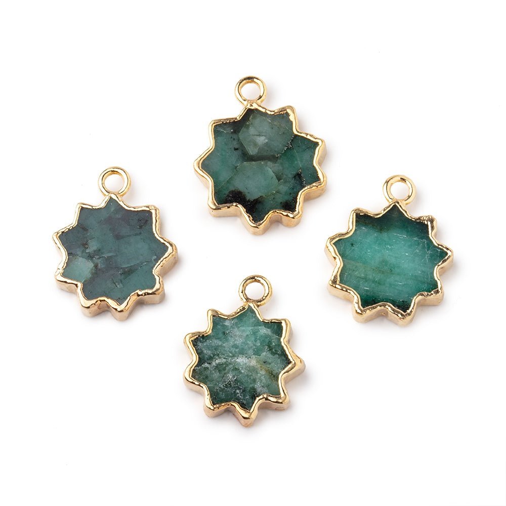 13-14mm Gold Leafed Emerald Star Burst Focal Pendant 1 piece