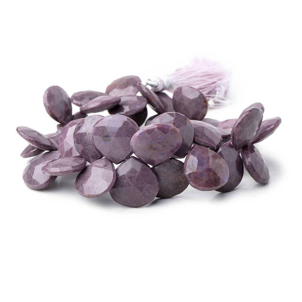13-15mm Turkish Purple Jade Faceted Heart Beads 6.5 inch