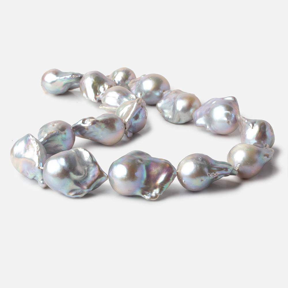 13-16mm Silver Ultra Baroque Freshwater Pearls 16 inch 16 pcs .8mm drill hole AAA