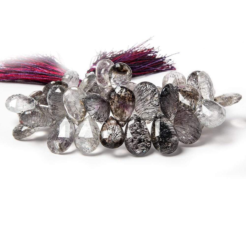 13-18mm Mossy and Tourmalinated Amethyst Pear Briolette 8 inch 44 pieces