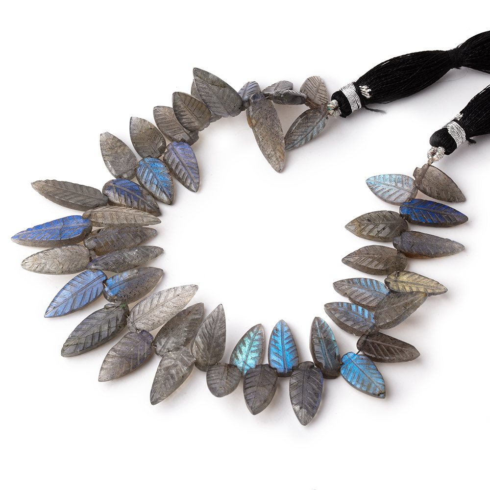 13-19mm Labradorite Carved Leaf Beads 7 inch 39 pieces AA