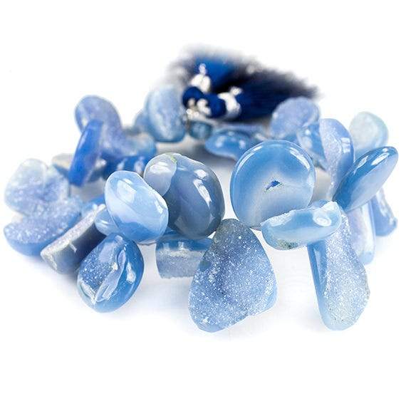 13 - 23mm Santorini Blue Agate Petite Drusy Free Form Beads 33 pieces