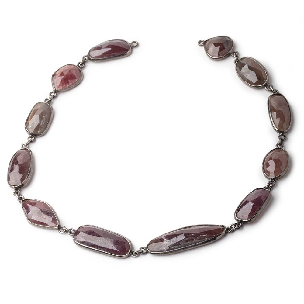 13-30x10mm Black Gold Bezeled Ruby Faceted Nugget Chain - 1 Foot