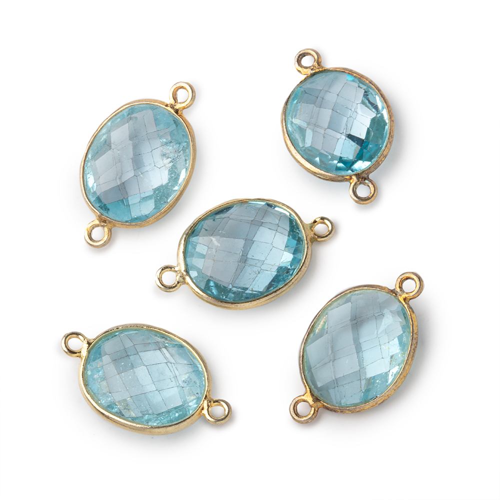 13x11mm Vermeil Bezel Sky Blue Topaz faceted oval Petite Connector 1 piece