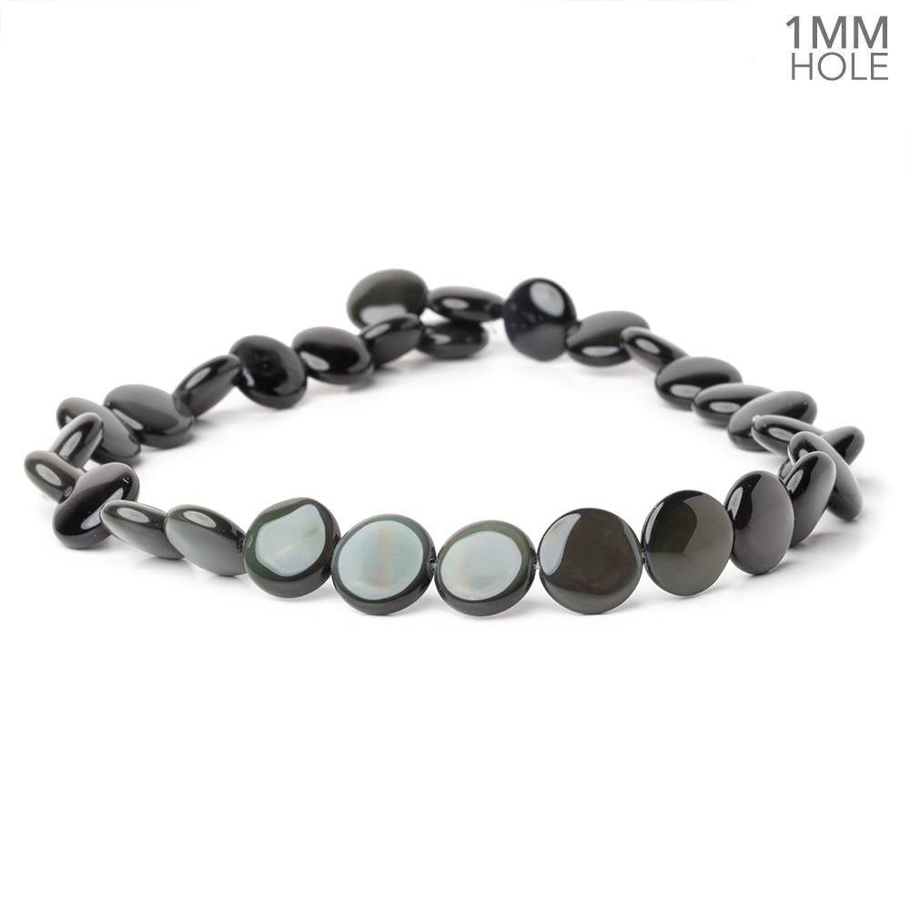 13.5mm Rainbow Obsidian Plain Coin 16 inch 30 Beads 1mm Hole AA