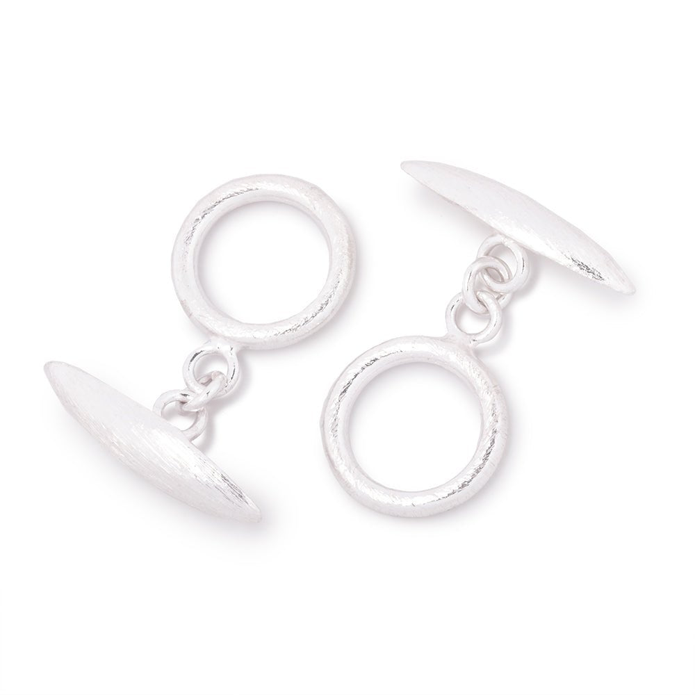 13.5mm Sterling Silver Toggle Brushed Marquise Design 1 piece