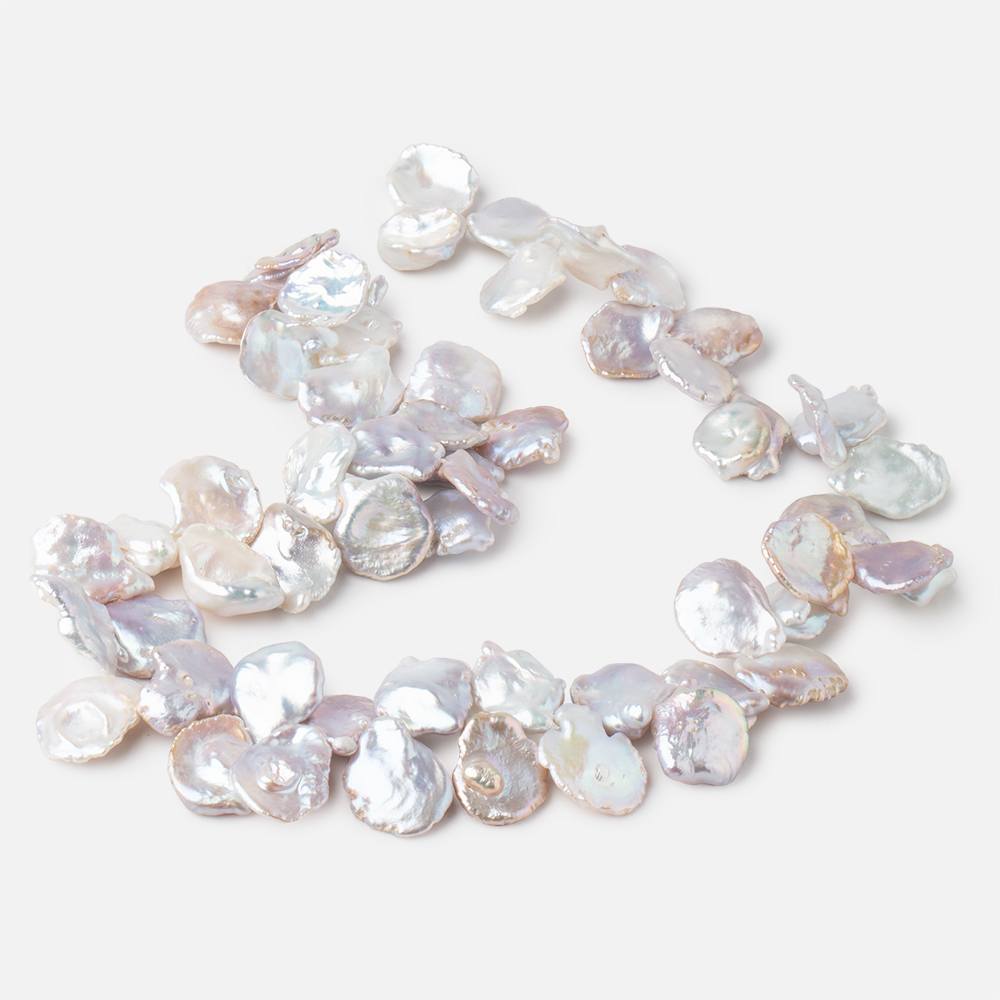 13.5x13-18x14mm Lavender, Silver, & Off White Keshi Pearl Beads 16 inch 56 pieces