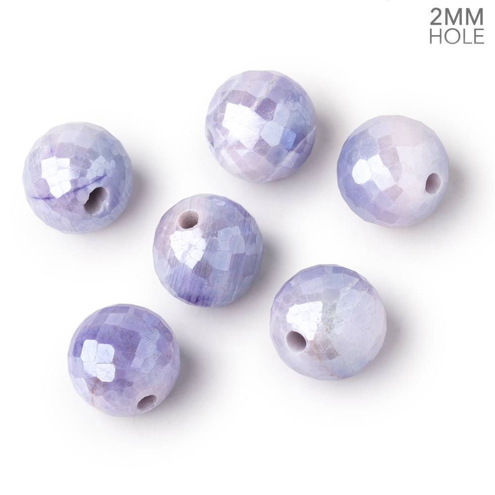 13mm Mystic Purple Moonstone 2mm Large Hole Faceted Round Bead Focal 1 piece