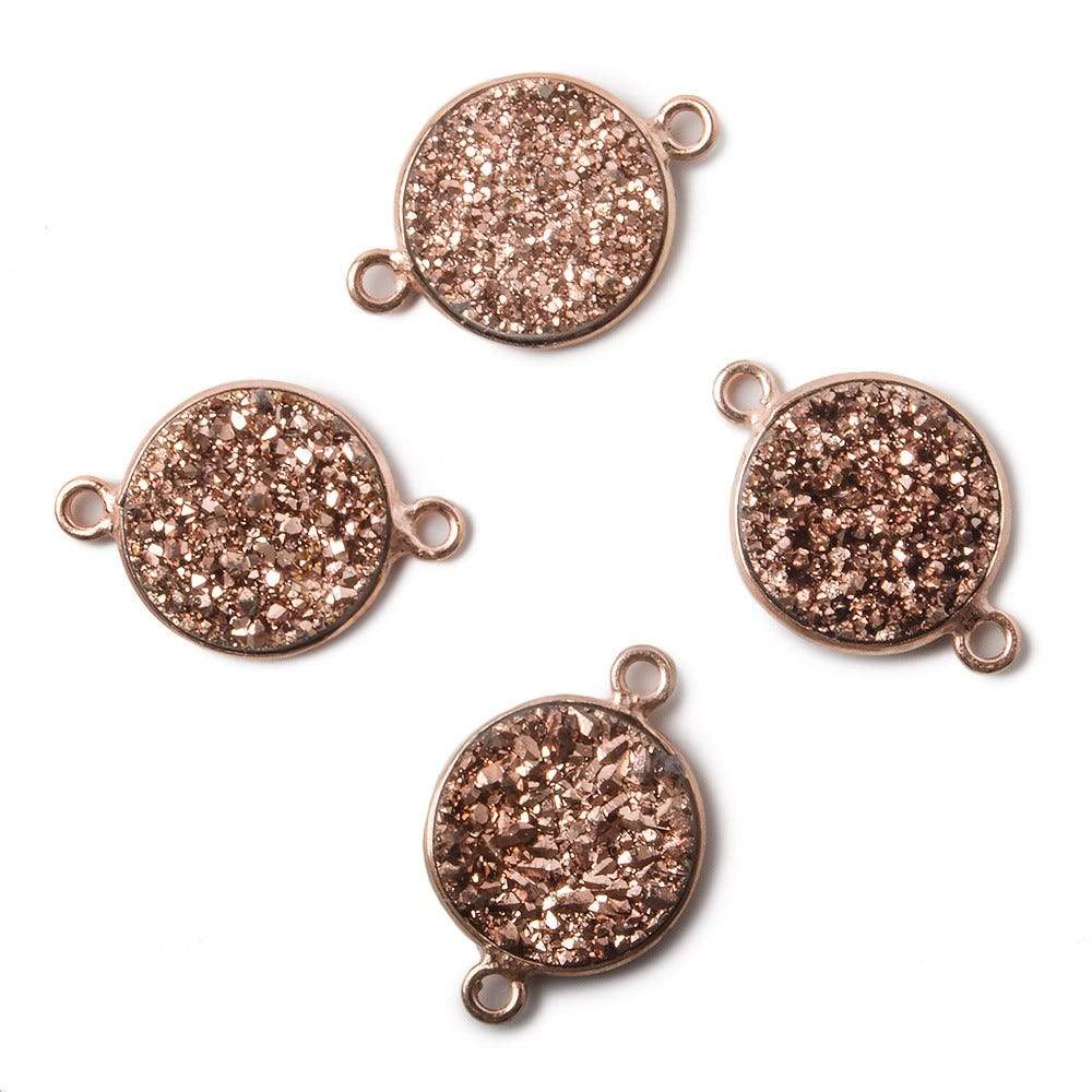 13mm Rose Gold Bezel Metallic Rose Drusy Coin Connector 1 piece