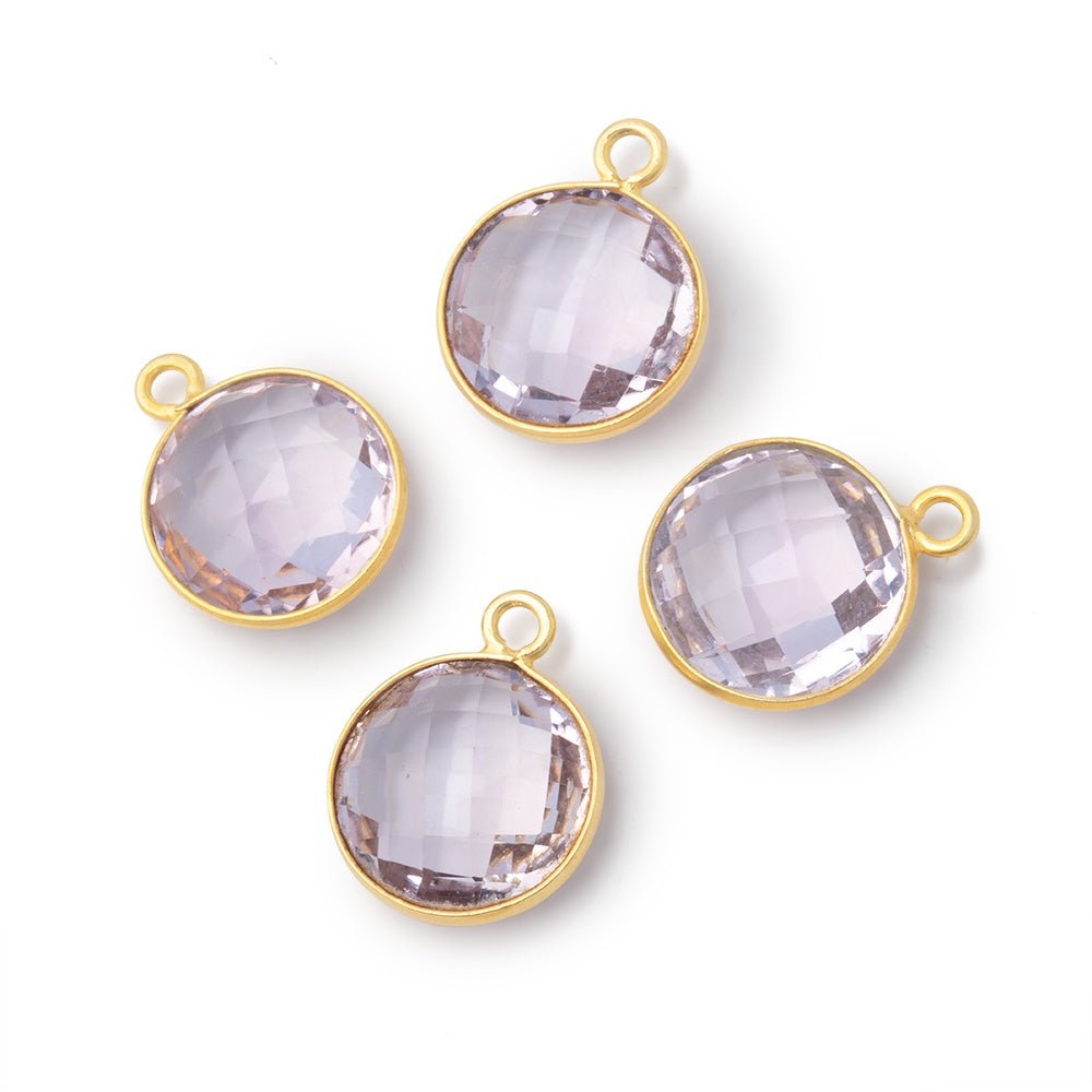 13mm Vermeil Bezel Pink Amethyst Faceted Coin Pendant 1 piece