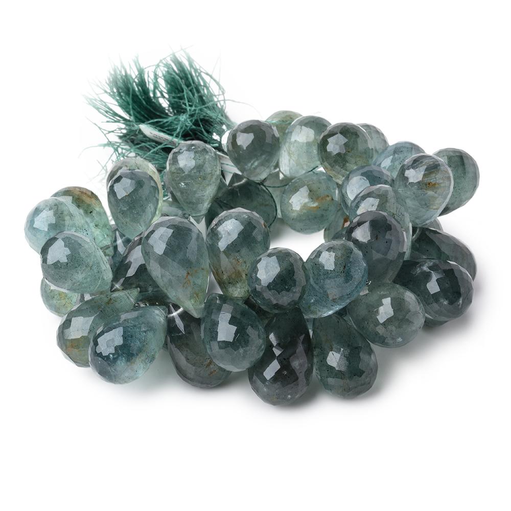 13x10-19x11mm Moss Aquamarine Faceted Tear Drop Beads 7 inch 51 pieces