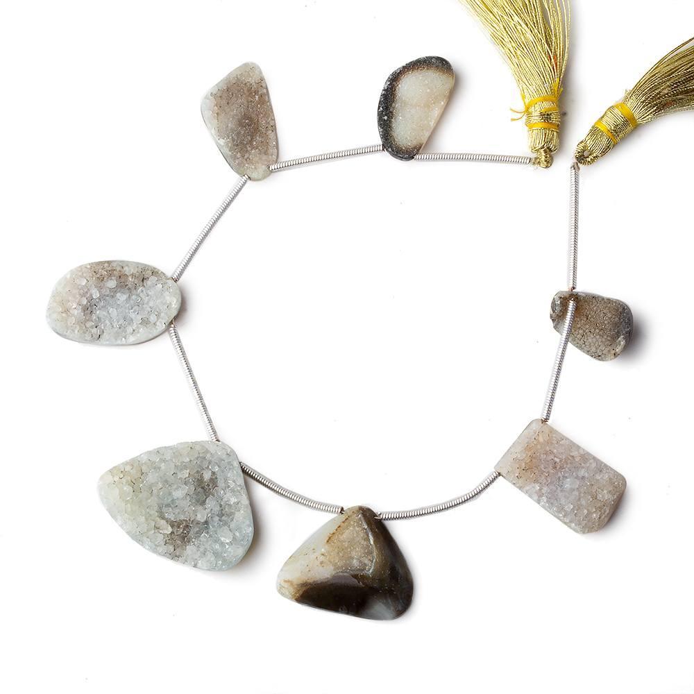 13x10-20x26mm Bi Color Agate Drusy Freeform Beads 7 Pieces