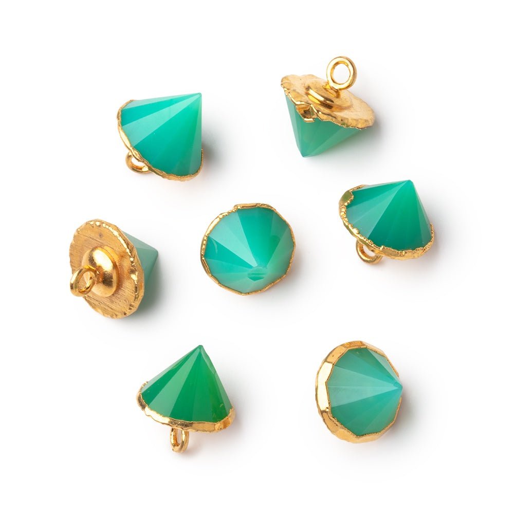 13x10mm Gold Leafed Green Onyx Pendulum Pendant 1 piece