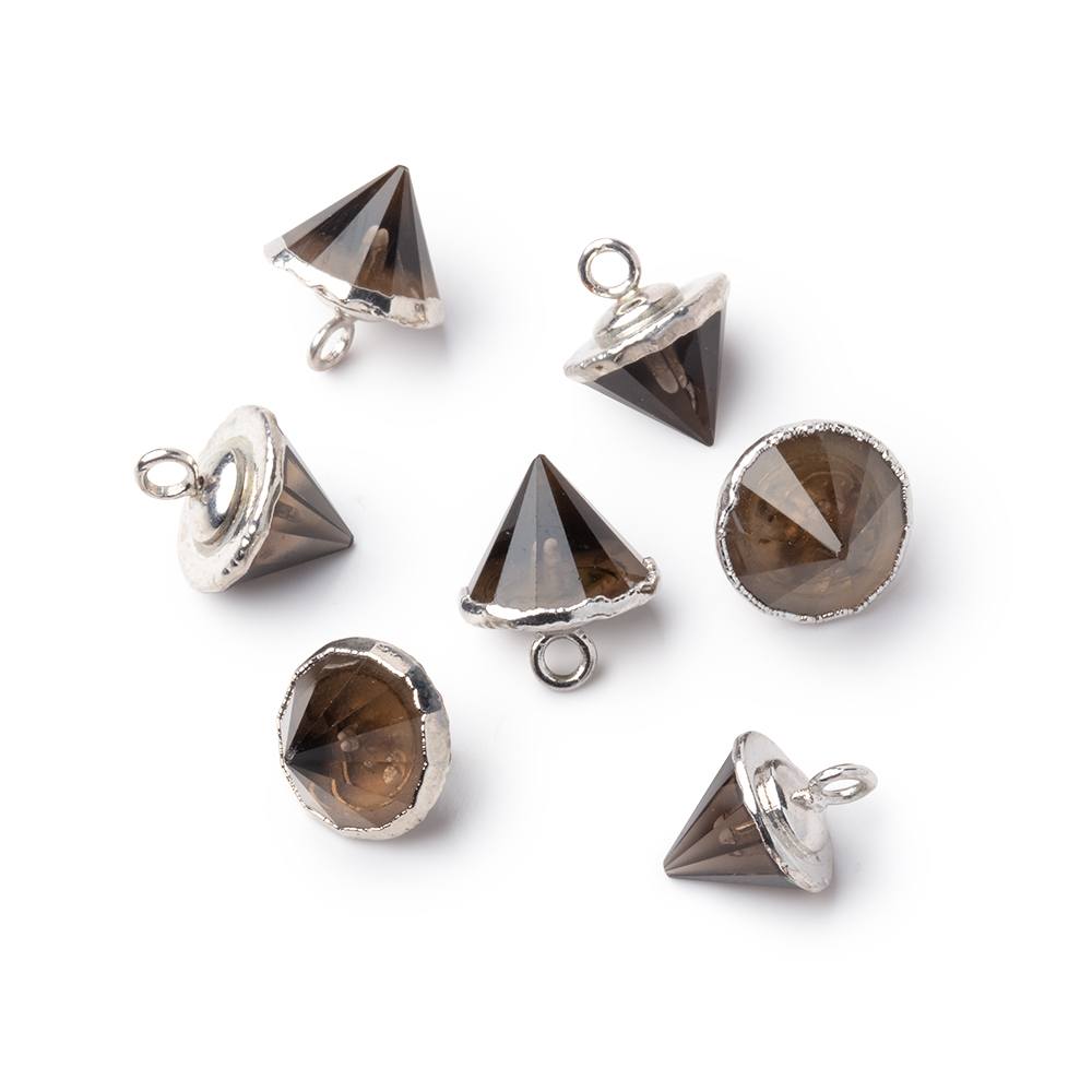 13x10mm Silver Leafed Smoky Quartz Pendulum Pendant 1 piece