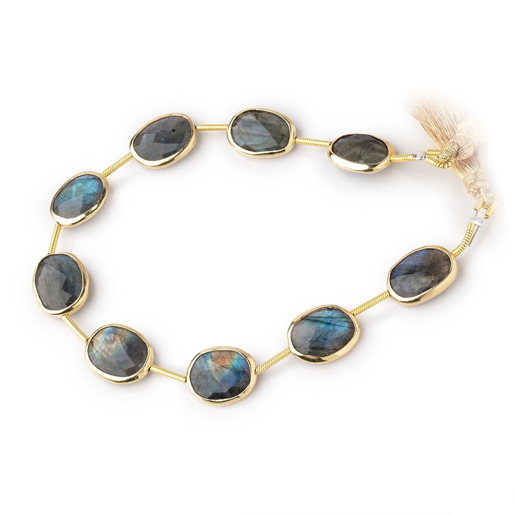 13x10mm Vermeil Bezel Labradorite Faceted Nugget Beads 7 inch 9 pieces