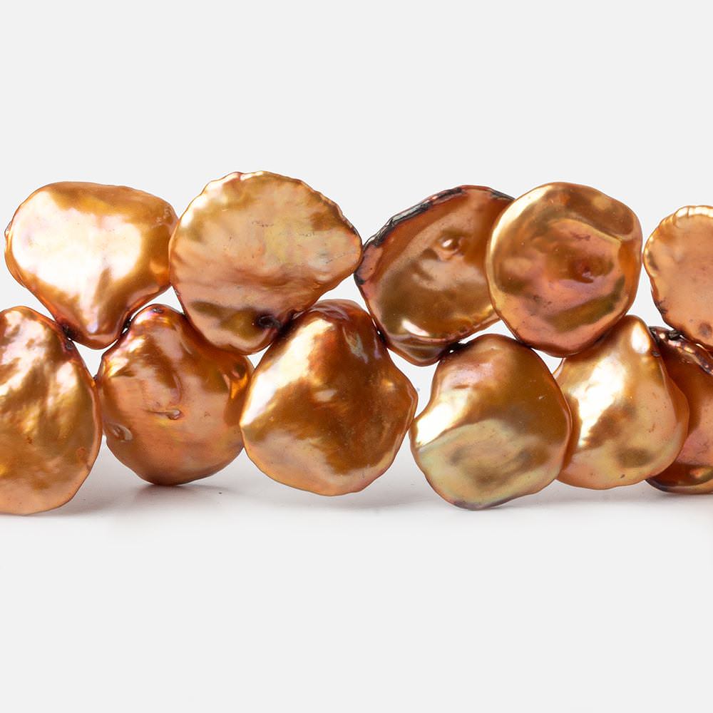 13x11-15x14mm Spice Orange Keshi Freshwater Pearls 16 inch 65 pieces