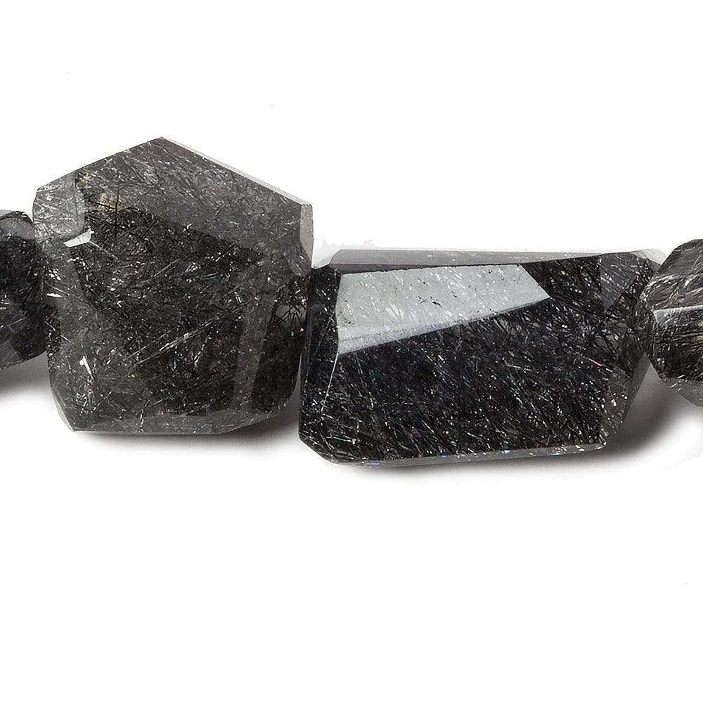 13x11mm - 23x19mm Black Tourmalinated Quartz faceted nugget Beads 15 inch 24 pcs A
