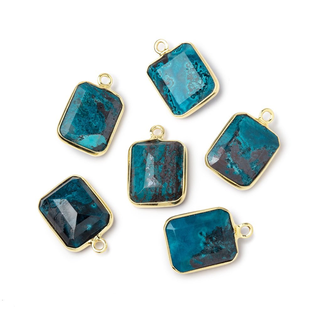 13x11mm Vermeil Bezel Chrysocolla Rectangle Pendant 1 piece
