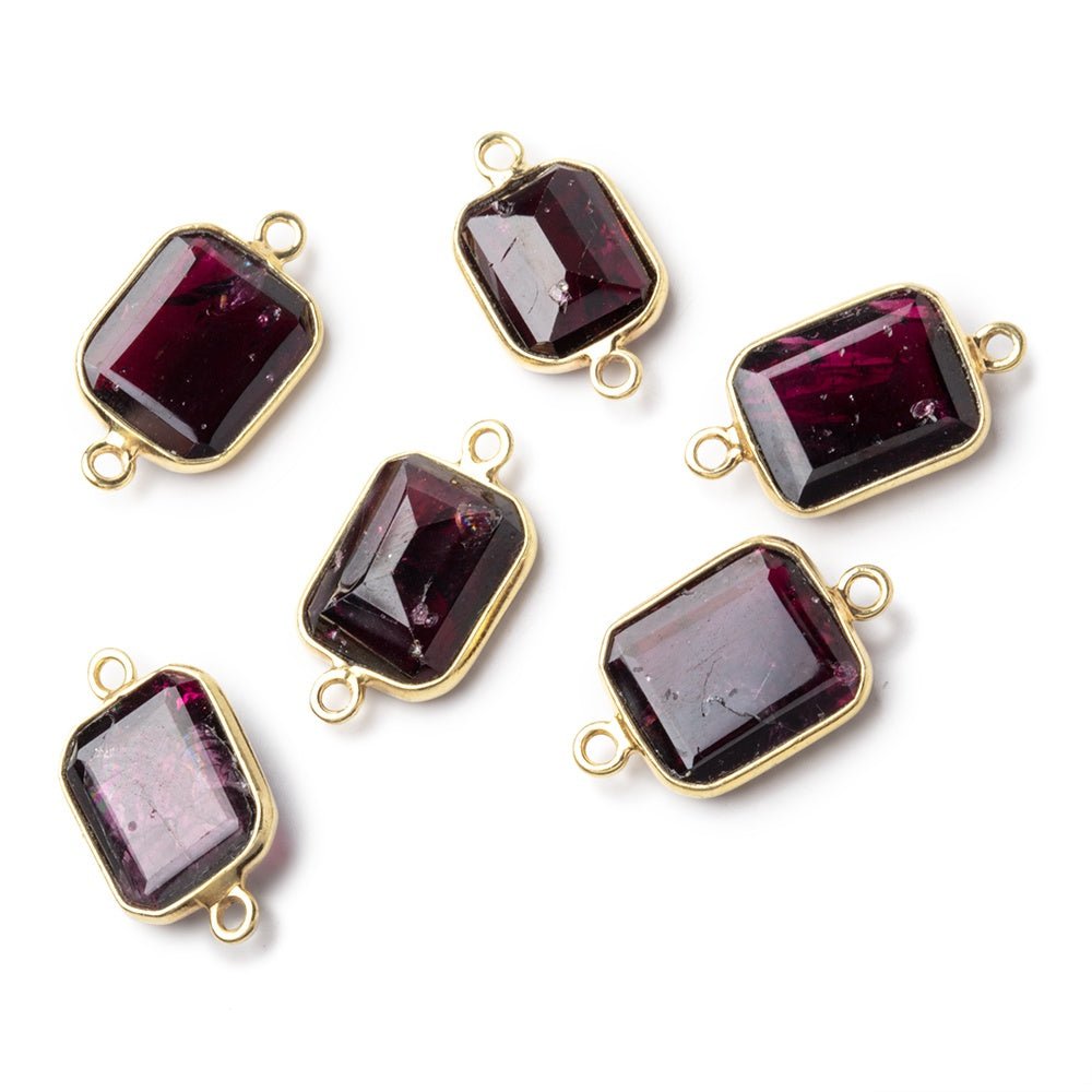 13x11mm Vermeil Bezel Garnet Rectangle Connector 1 piece