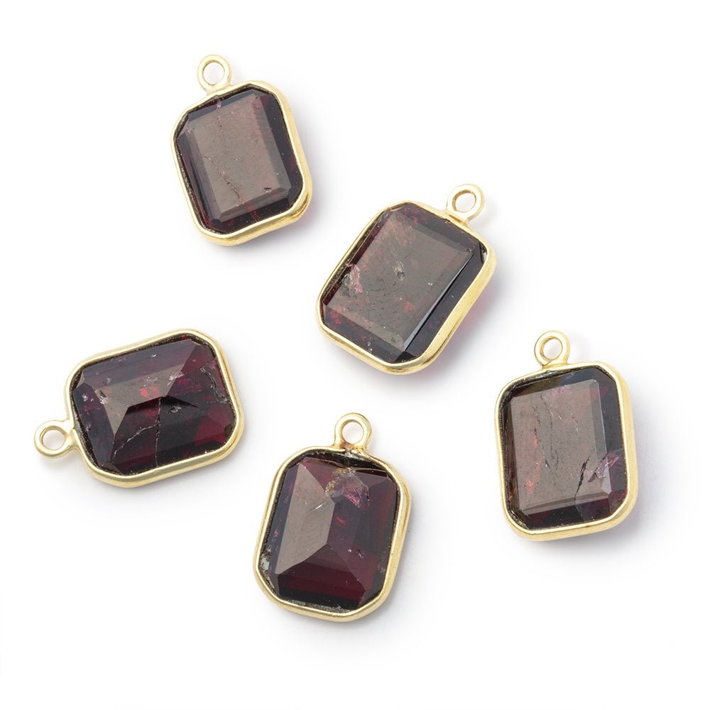 13x11mm Vermeil Bezel Garnet Rectangle Pendant 1 piece