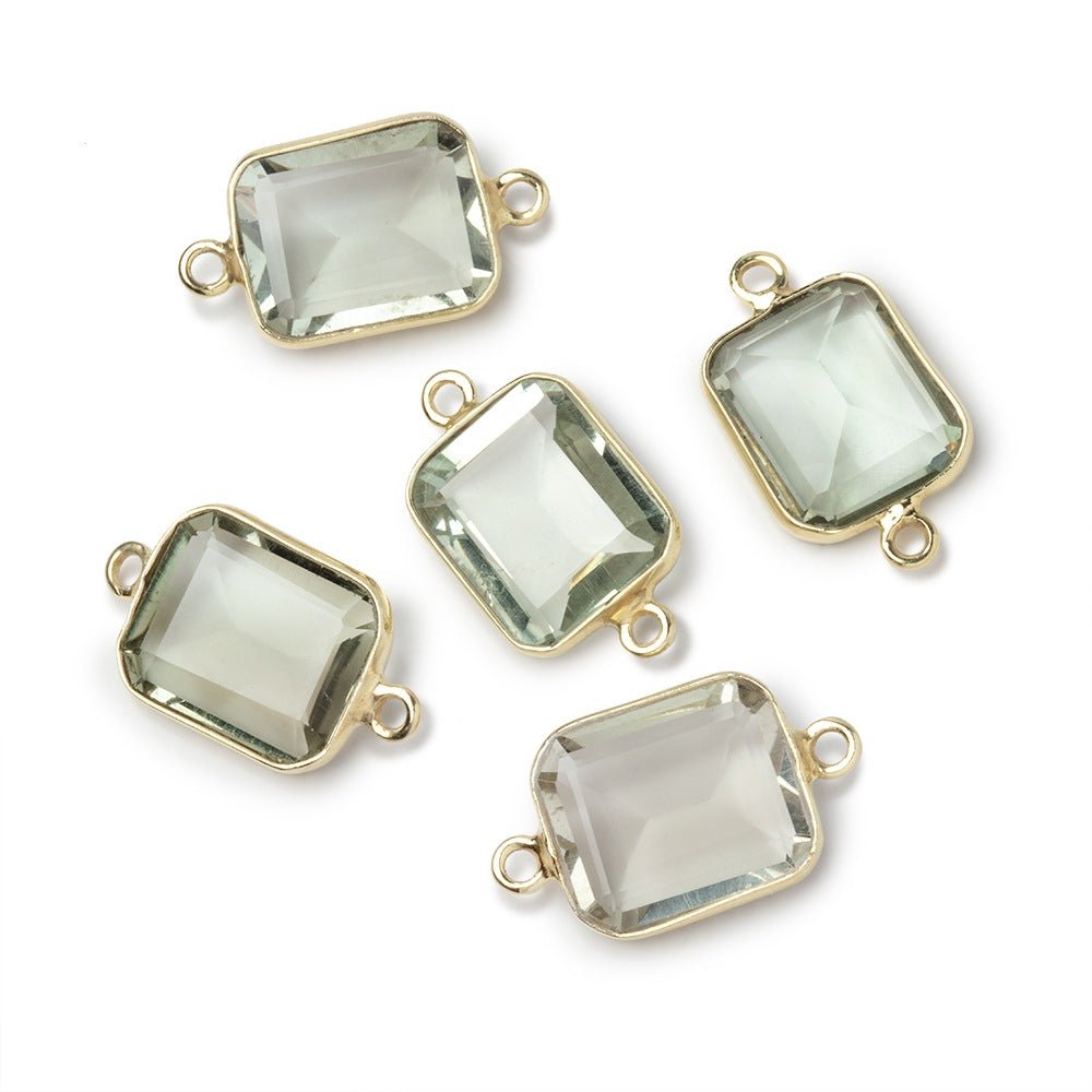 13x11mm Vermeil Bezel Prasiolite Rectangle Connector 1 piece