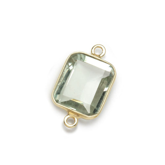 13x11mm Vermeil Bezel Prasiolite Rectangle Connector 1 piece