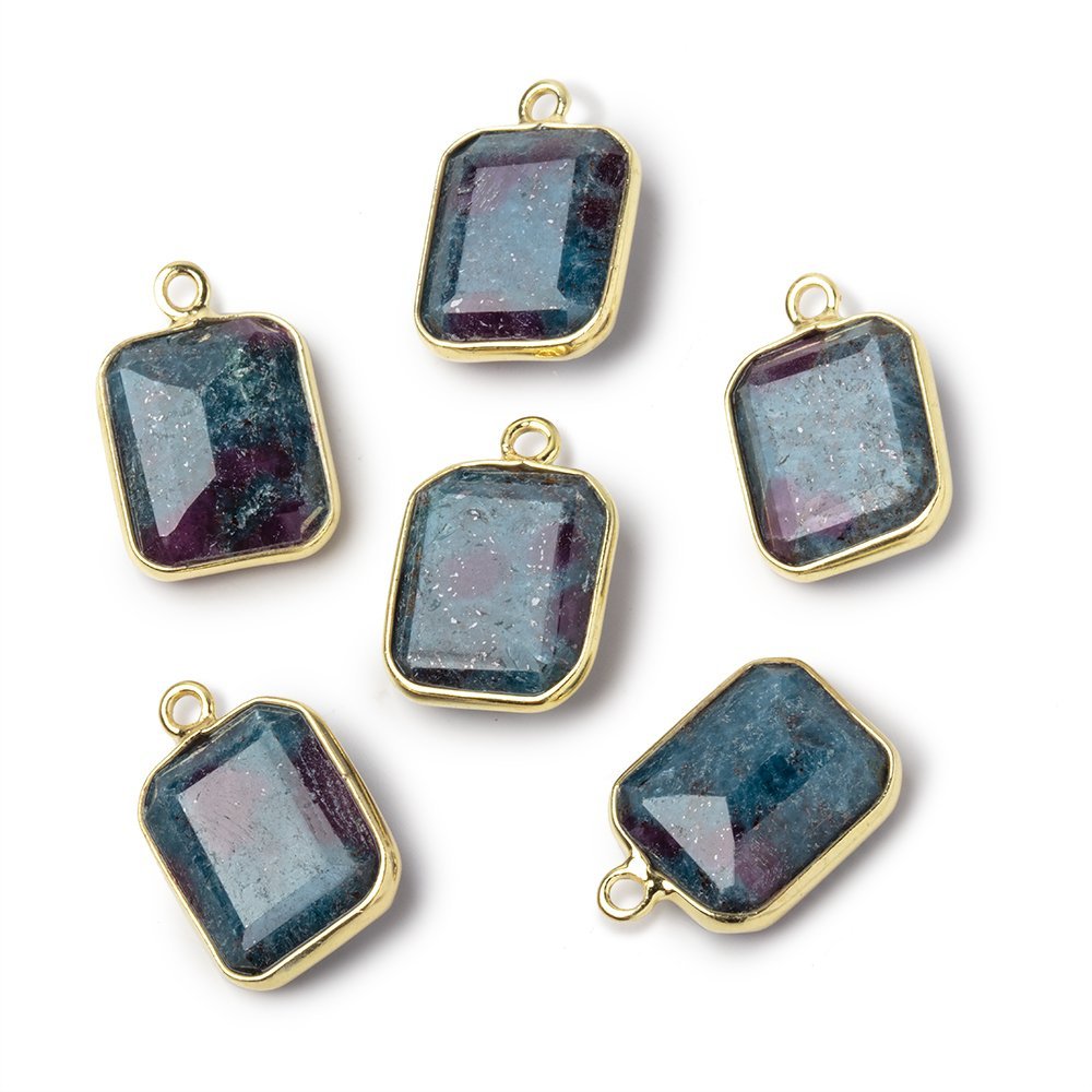 13x11mm Vermeil Bezel Ruby in Kyanite Rectangle Pendant 1 piece