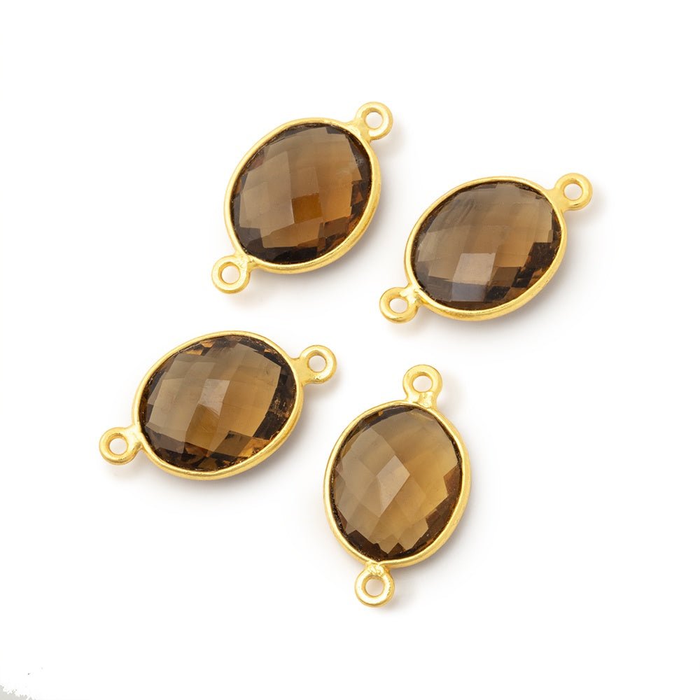 13x11mm Vermeil Bezel Whiskey Quartz Faceted Oval Connector 1 focal piece
