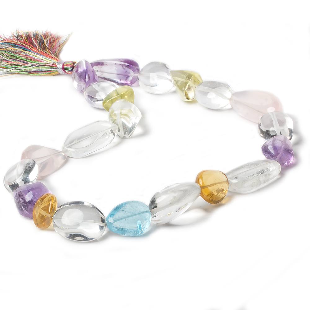 13x13-29x13mm Multi-Gemstone plain nugget beads 16 inch 21 pieces A