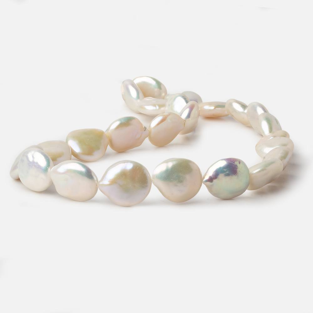 13x15-13.5x16mm White with Rose' overtone Coin Freshwater Pearls 16 inch 26 pcs A