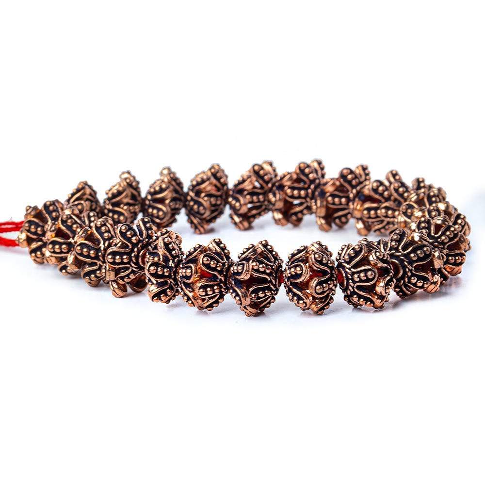 13x5mm Antiqued Copper Flower Bead Cap 8 inch 44 pcs
