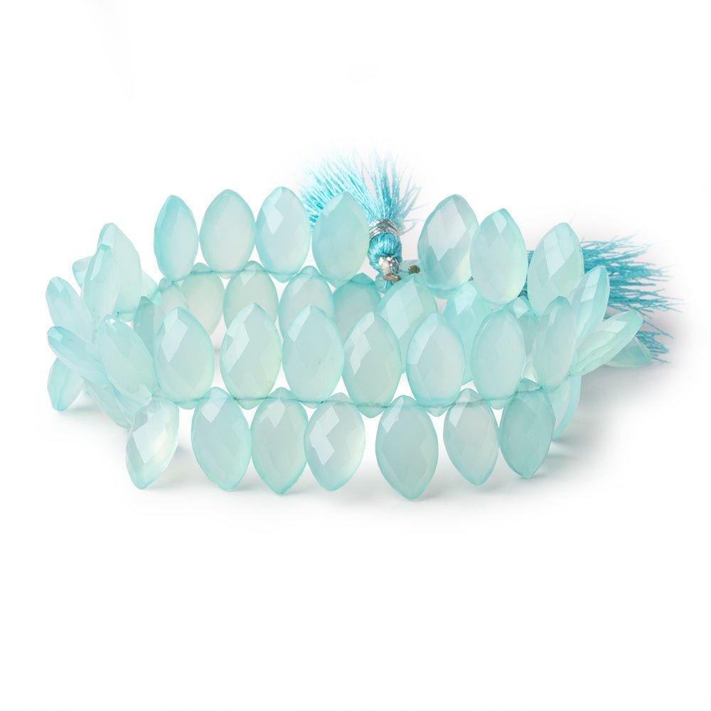 13x7-14x8mm Seafoam Blue Chalcedony Faceted Marquise Beads 8 inch 47 pieces