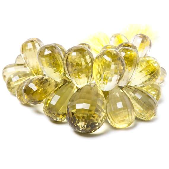 13x8-30x20mm Lemon Quartz Checkerboard Faceted Tear Drops 44 beads AAA Grade
