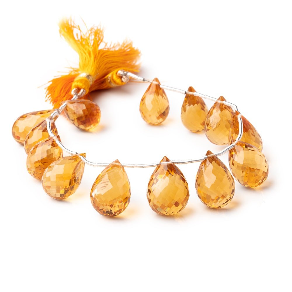 13x9-16x11mm Madeira Citrine Faceted Tear Drop Beads 7 inch 13 pieces AAA