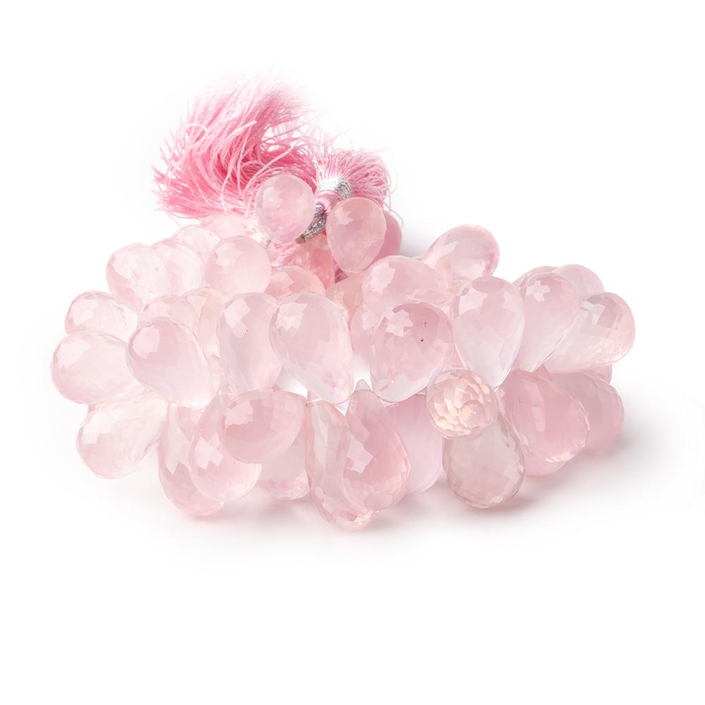 13x9-21x11mm Rose Quartz Faceted Tear Drop Beads 8 inch 54 pieces