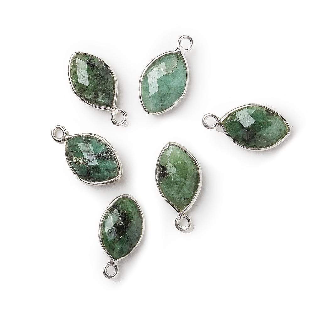 13x9mm Silver Bezel Emerald Marquise Pendant 1 piece