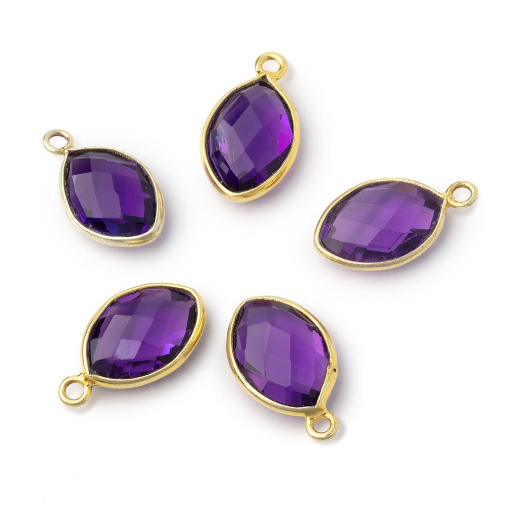 13x9mm Vermeil Bezel Amethyst Faceted Marquise 1 Pendant