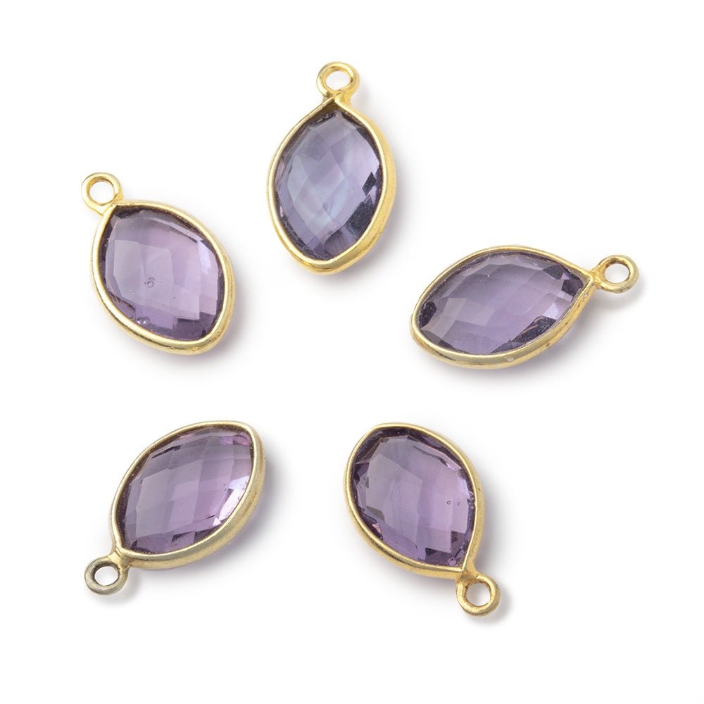 13x9mm Vermeil Bezel Pink Amethyst Faceted Marquise 1 Pendant