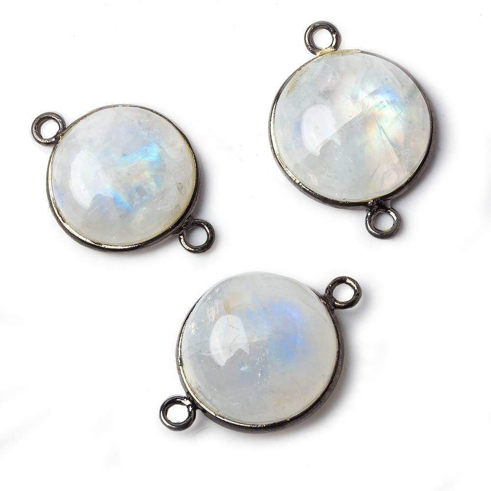 14-15mm Black Gold Bezel Rainbow Moonstone Cabochon Connector 1 piece