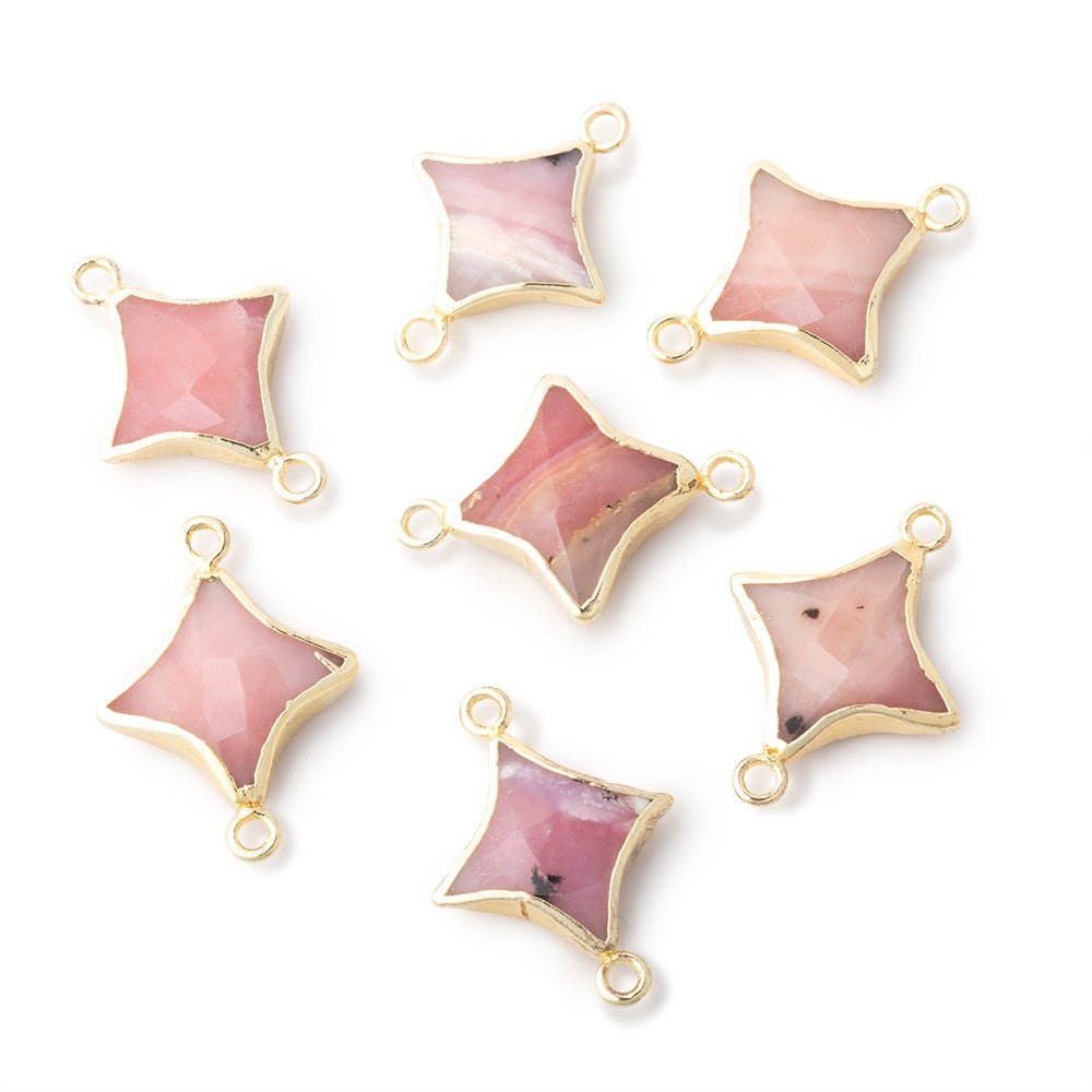 14-15mm Gold Leafed Pink Peruvian Opal 4 Point Star Focal 1 Connector