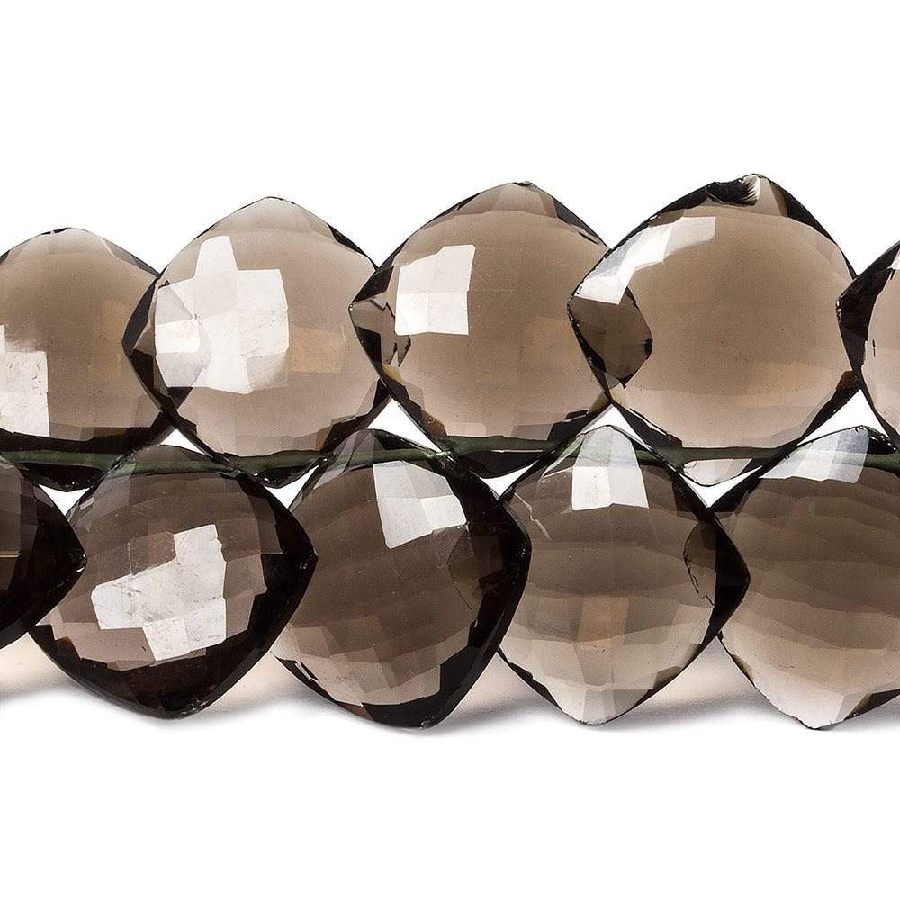 14-15mm Smoky Brown Quartz faceted pillow beads 7 inch 20 pieces