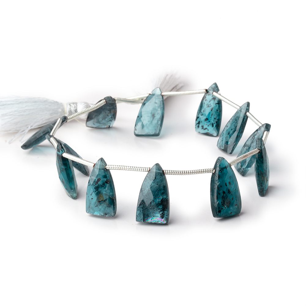 14-15mm Teal Moss Kyanite Faceted Triangle Beads 7 inch 12 pieces