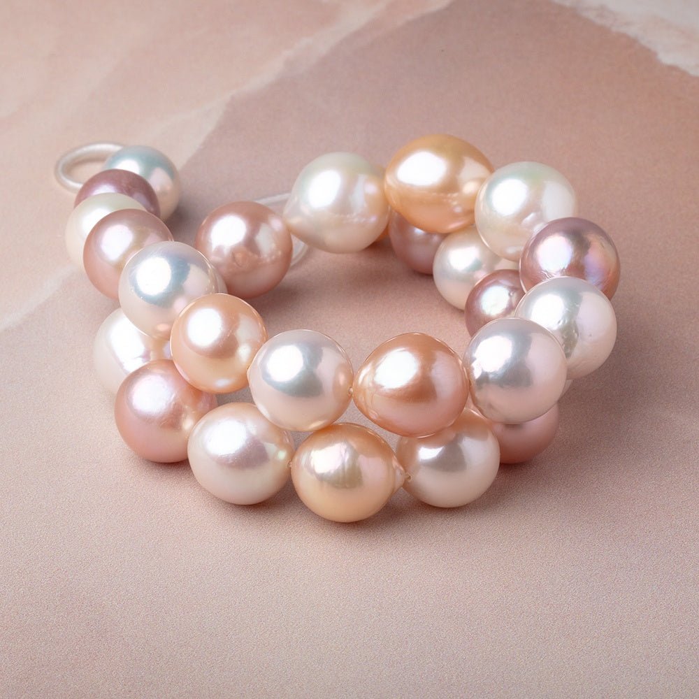 14-16mm Tri-Color Ultra Baroque Freshwater Pearls 16 inch 27 beads AAA