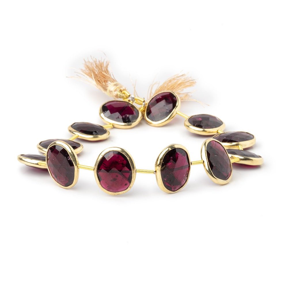 14-16mm Vermeil Bezel Rhodolite Garnet Faceted Nuggets 8 inch 12 Beads