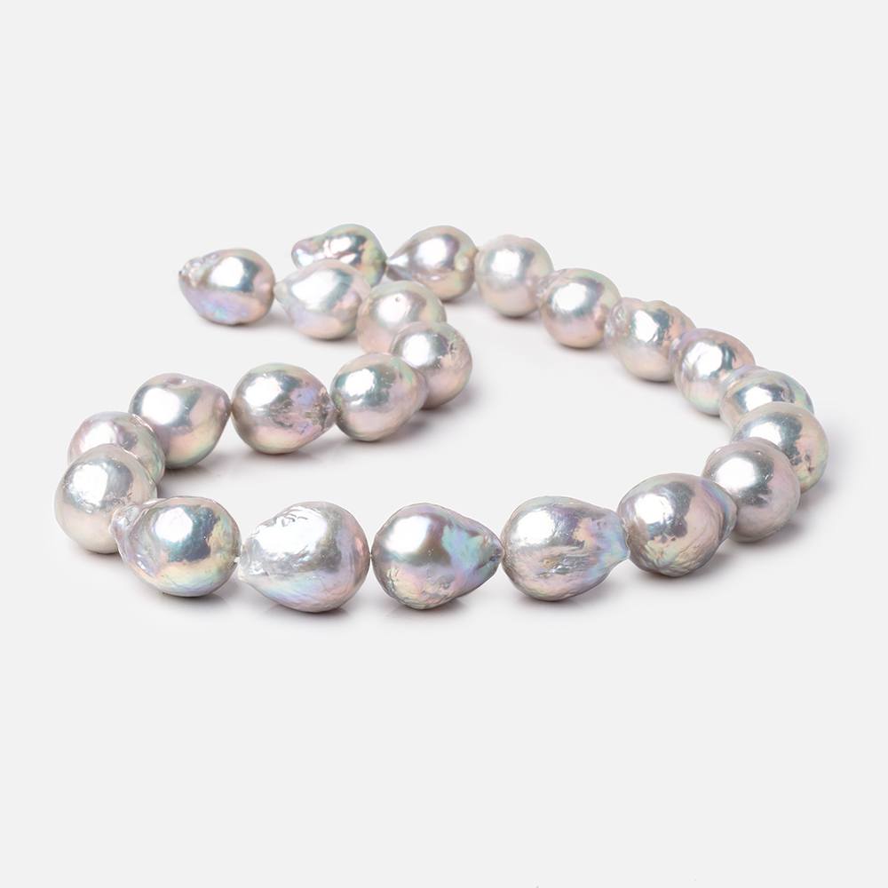 14-18mm Silver Ultra Baroque Freshwater Pearls 16 inch 22 Beads A