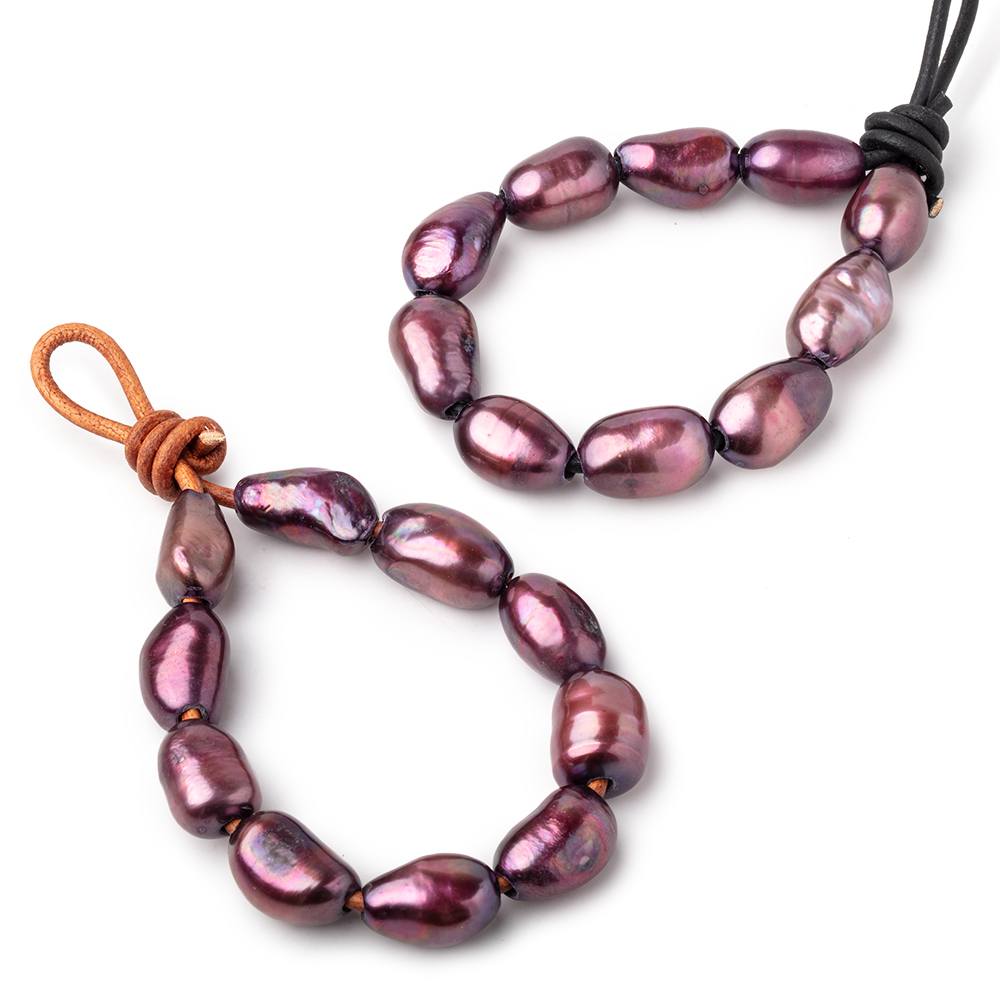 14.5-15.5mm Merlot Large Hole Baroque Pearls Set of 10