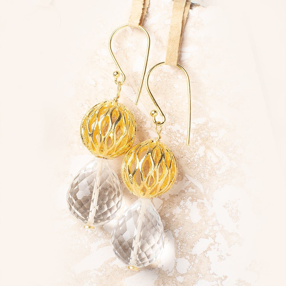 14.5mm 22kt Gold Plated Copper Open Mesh Round Beads Set of 2 pieces