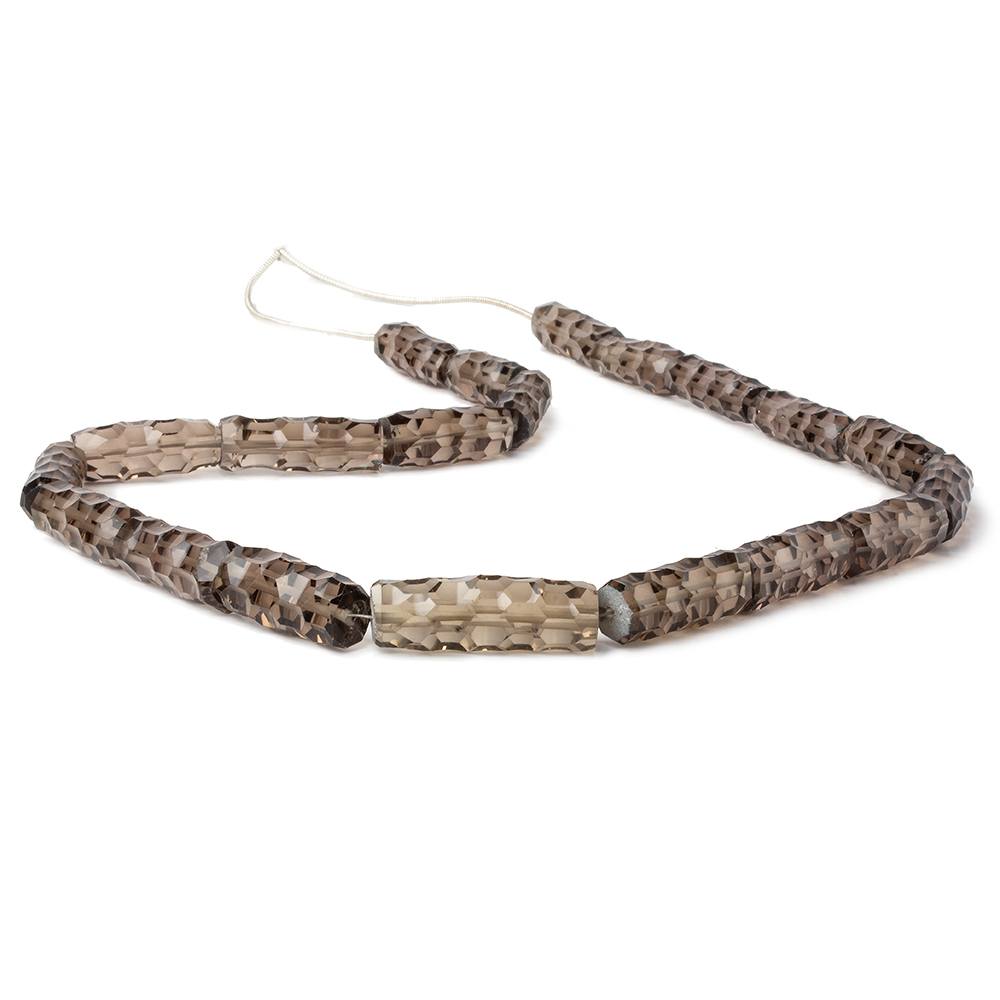 14.5x6-22x7mm Smoky Quartz concave faceted tubes 15 inch 22 beads AAA