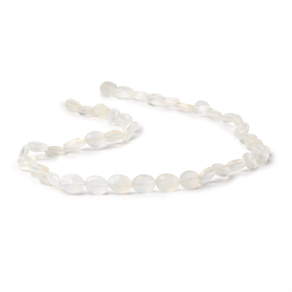 7x5mm White Chalcedony straight drilled faceted ovals 13.5 inch 44 beads